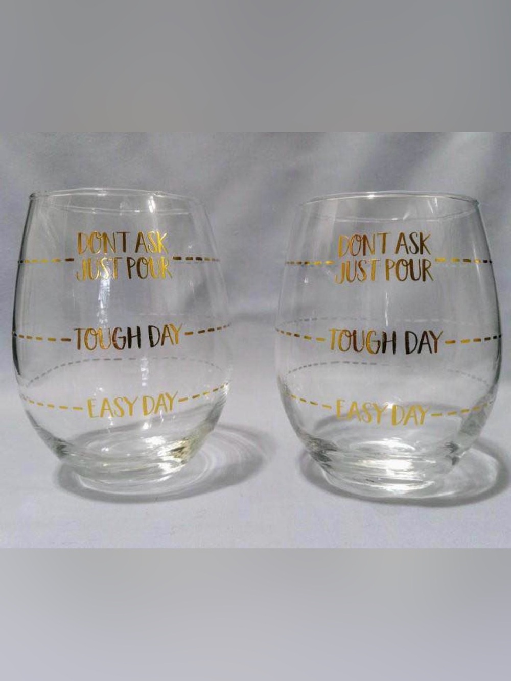 Gold Lettered 'Don't Ask Just Pour' Stemless Wine Glass - Set of 2 - 30 oz